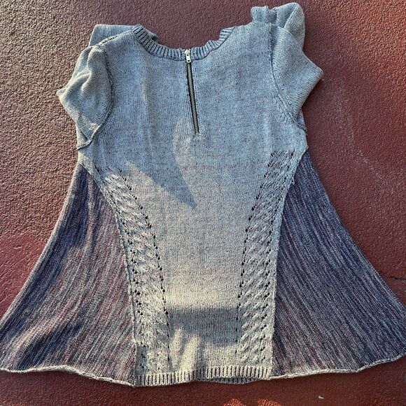 Anthropologie Moth Sweater Anita Cable Knit Rear Zip Pullover Long Swing S - Picture 5 of 6